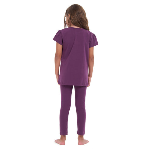 Girls summer pajama set Purple t-shirt + Pants